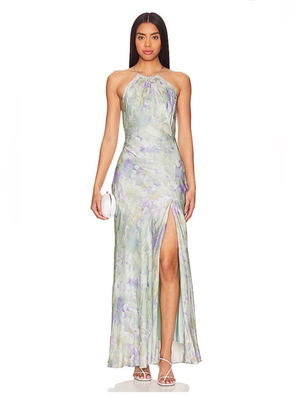 ASTR‎ the Label Elynor Watercolor Halter Maxi Dress Medium Pastel Wedding Guest